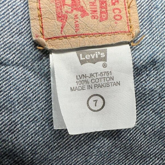 Levi’s Jean Jacket Youth Size 7 Blue Trucker Vintage Button Snap Denim Jacket - Picture 10 of 11